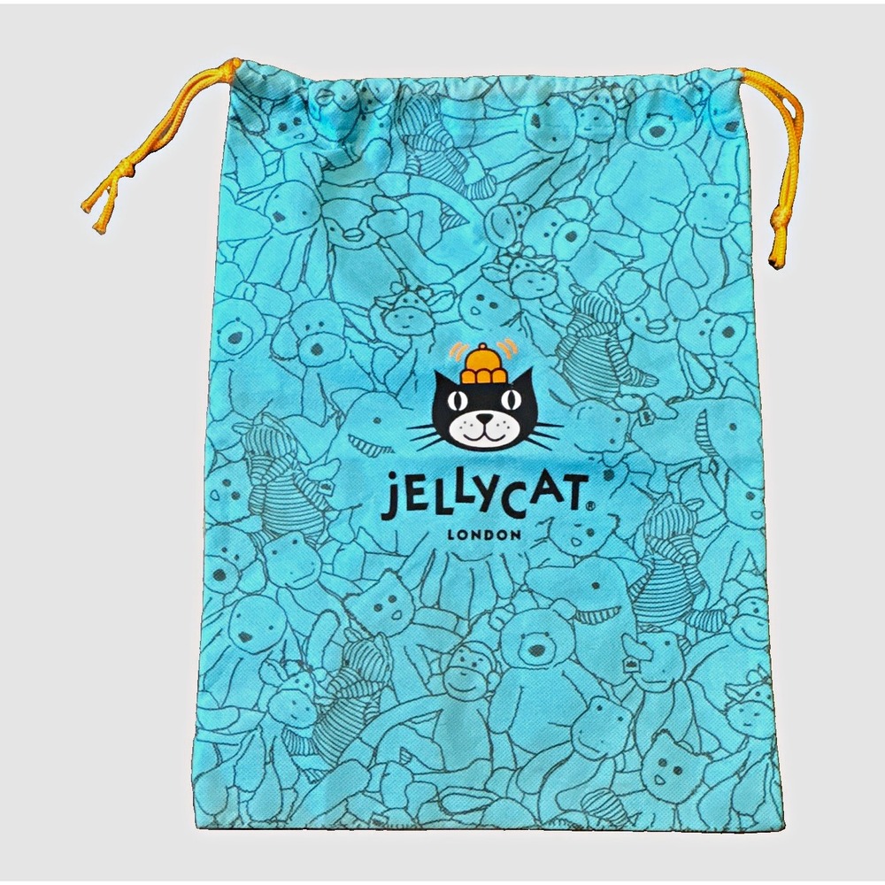 Jellycat London Blue/Orange Animal Print Drawstring Storage Bag 15x11x15 in